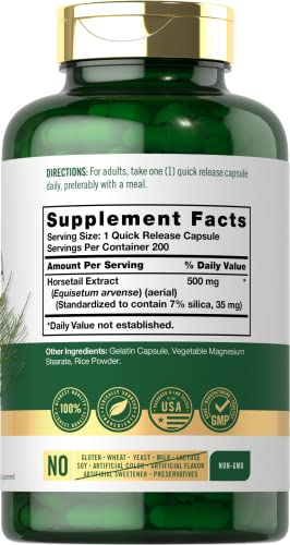 Silica Supplement | 200 Capsules | From Horsetail Extract | Non-Gmo & Gluten Free | By Carlyle #TOP1