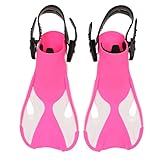 Luzhengyang Adjustable Strap Swim Training Flippers for Women Men Kids, Open Heel Snorkel Water Sports Boots, Perfect for Scuba Diving, Swimming Beginners, and Junior Diving - TPR + PP - Pink