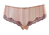 Unterwäsche Freya Damen Panty Slip Streifen Spitze (S, Beige)