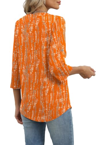 Image of XIEERDUO 3 /4 Length Sleeve Womens Tops V Neck T Shirts Both Side Buttons Blouses Business Casual Outfits Loose Fit