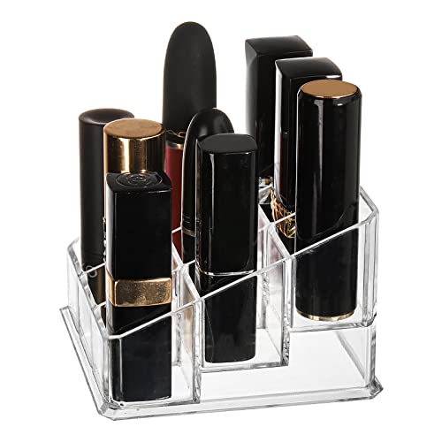 Image of Foraineam 6 Pack Lipstick Holder Organizer, 9 Spaces Clear Lip Stick Storage Stand Container, Small Cosmetic Beauty Makeup Display Cases for Lipsticks, Lipgloss, Brushes, Bottles