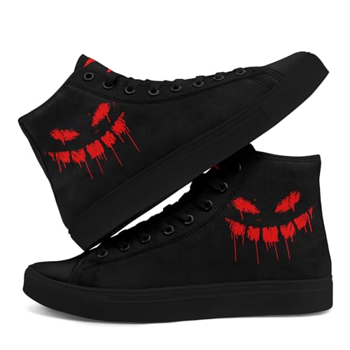 Womens Gothic High-Top Canvas Sneakers Punk Style Alternative Streetwear Canvas Shoes, Lace-Up Casual Skate Shoes for Men4