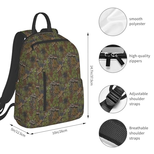 College Backpack, Travel, or Work Bookbag, Spacious and Versatile for Daily Use, Hunting Camo Trees Branches Military Camouflage Daypack Rucksack4