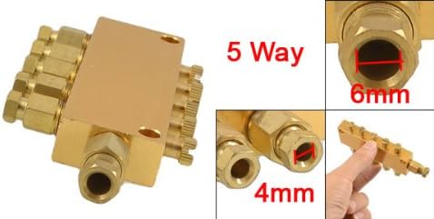 Sourcingmap Air Pneumatic Brass Adjustable 5 Ways Distributor Regulating Manifold - Image 3