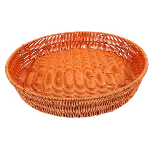 PRETYZOOM Woven Bread Storage Basket Rustic Round Kitchen Organizer for Fruits Snacks Bread and Versatile Display Container for Home Decor and Storage
