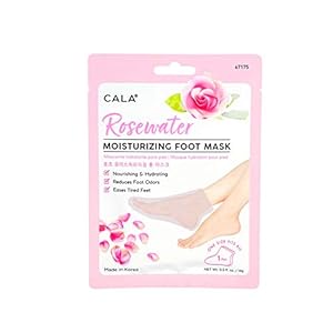 Cala Moisturizing Pedicure Foot Masks [Pack of 3 Foot Moisturizing Socks] (Rosewater)