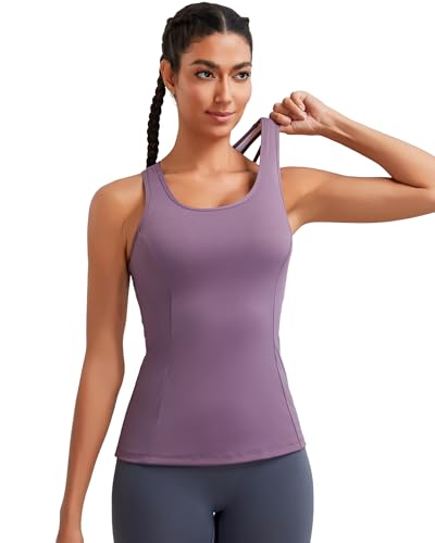 Image of RUNNING GIRL Tank Tops with Built in Bras,Workout Racerback Tank Tops for Women Athletic Yoga Top