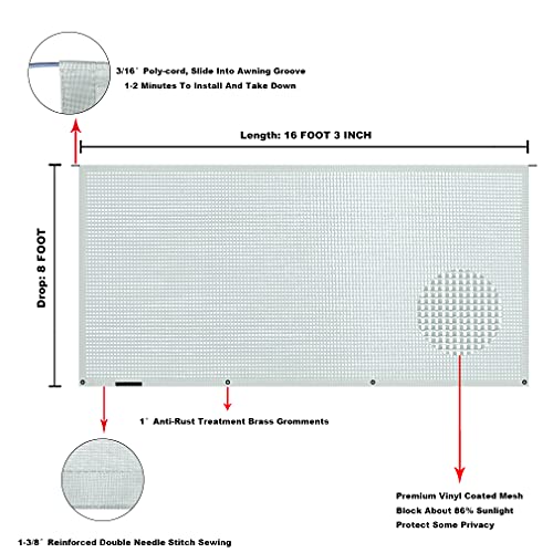 Image of RV Awning Mesh Sun Shade Screen for Motorhome Camper Trailer Sunshade