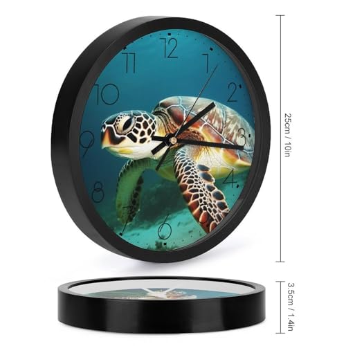 Horloge murale tortue sans tic-tac silencieuse et moderne de 25 cm - 3