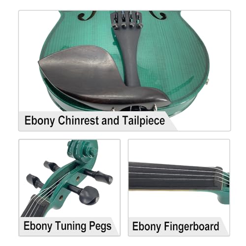 Image of Electric Violin 4 /4 full Size 4 string Acoustic Violin Spruce Maple Ebony Wood with Case, Bow Handmade for Beginners, Students, Professionals (Green)