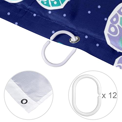 Rideau de douche imperméable violet vert bleu roi avec crochets - 5