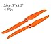 uxcell RC Propellers CW 7035 7x3.5 Inch 2-Vane Fixed-Wing for Airplane Toy, Nylon Orange 4pcs with Adapter Rings