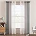 EMEMA Voile Vorhang Zweifarbiger Vorhang mit Ösen Transparente Gardine Ösenschal Fensterschal Lichtdurchlässig für Schlafzimmer 2er Set 140x215cm Grau MI 4 günstig Kaufen-EMEMA Voile Vorhang Zweifarbiger Vorhang mit Ösen Transparente Gardine Ösenschal Fensterschal Lichtdurchlässig für Schlafzimmer 2er Set 140x215cm Grau