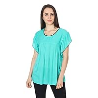 PATRORNA Womens Plus Size Raglan Sleeve Body Blouse Top (PSL6S041_Teal Green_4XL)