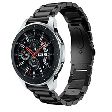 Pulseira De Aço Inox 22mm marca 123smart compativel com Galaxy Watch 46mm R800 Gear S3 Classic R760 / Frontier R770 / Galaxy Watch 3 45mm R840 (Preto)