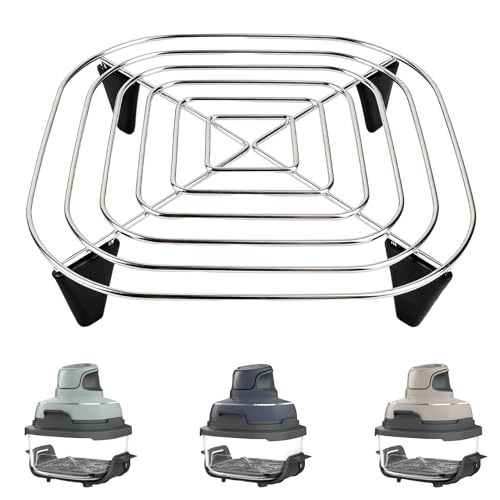 Image of BYKITCHEN Crispi Rack for Ninja Crispy Air Fryer, Ninja Crispi AirFryer Accessories Replacement Parts For 4QT Glass Container, Stainless Steel Rack with 4 Silicone Feet, Dishwasher Safe, Non-Scratch