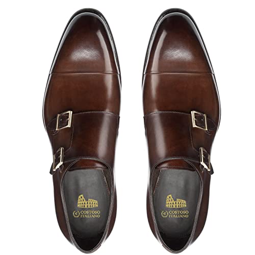 Costoso-Italiano-Brown-Leather-Castle-Monk-Straps-Formal-Shoes