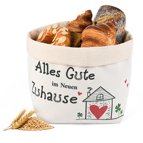 Cestino per il pane – Alles Gute im neuen Zuhause – Regalo di inaugurazione – Decorativo – Durevole – per pane e pasticceria – Elegante decorazione da tavolo