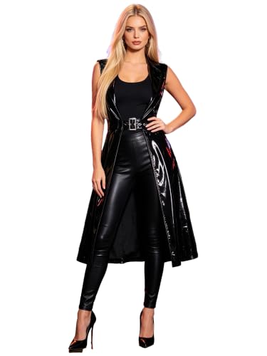 Longue jacket cuir rave imperméable pour festivals et soirées