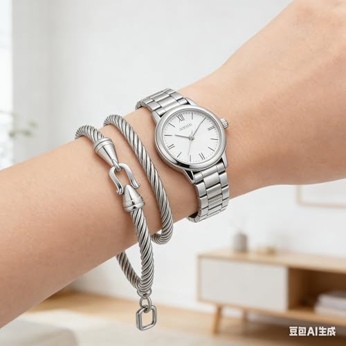 Image of Decpro Exquisite Vintage Twisted Cable Cuff Bangle, Adjustable Stainless Steel Bracelet for Women, Elegant Jewelry Gift for Women
