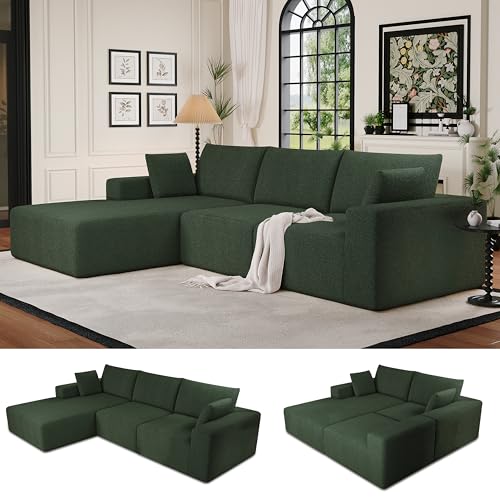 Image of Bean Bag Chairs for Adults Floor Gaming Bean Bag Chair Memory Foam BeanBag Chair Bean Bag Sofa (Green, 108 inch+Left Chaise)