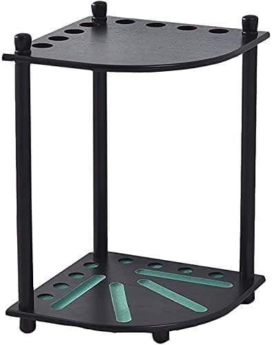 Billiard Pool Rack Billiard Pool Stick Holder,Pool Racks,Black Solid Wood Billiard Stick Stand, Fan-Shaped 8-Hole Pool Rack with Billiards Storage Groove