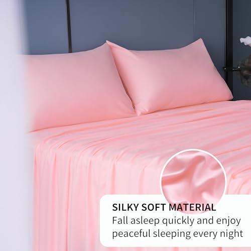 Image of Best Season 4 Piece Bed Sheet Set (Queen,Blush Pink) 1 Flat Sheet,1 Fitted Sheet and 2 Pillow Cases,100% Brushed Microfiber 1800 Luxury Bedding,Deep Pockets,Extra Soft & Fade Resistant