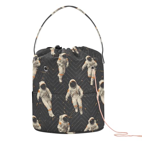 Yarn Storage Bag Small Crochet Bag Knitting Bag Organizer Astronauts Yarn Bags for Crocheting Basket