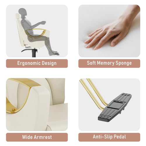 Image of LOUVIXA Barber Chair, Salon Chair for Hair Stylist, Height Adjustable Hydraulic Hair Reclining Salon Chairs, 360 Degrees Rotation, Multi-Function Shampoo Chair for Barbershop (White)