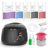 Depilatory wax Waxing Warmer Set Wachs-Haarentfernungsgerät, Professionelle 500 G Bohnen für Gesicht Nase Augenbrauen ganzer Körper, Männer Frauen Silikon Schale 20 Sticks Zubehör Schwarz