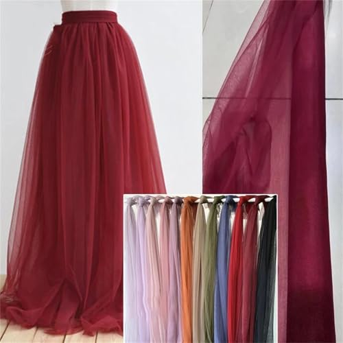 Tissu tulle polyester doux bordeaux 160 cm anti-irritation couture