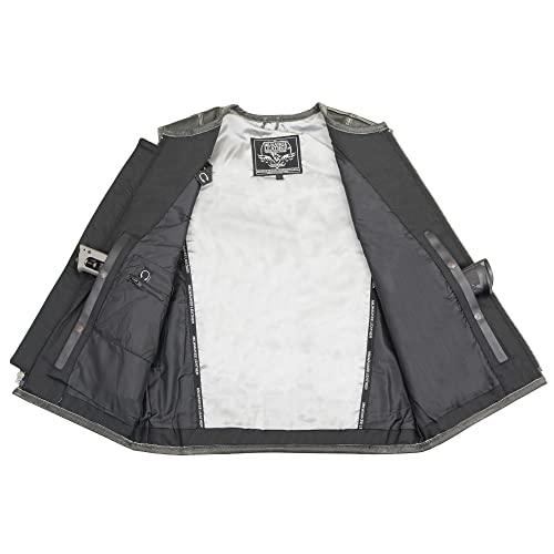 Image of Milwaukee Leather Men's Standard MLM3536 Vintage Distressed Grey Motorcycle Leather Vest