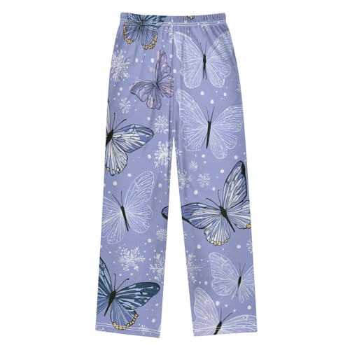 Butterfly Snowflake Boys Long Pants Soft Trousers Elastic Waist Kids Lounge Bottoms with Pockets S-XL2