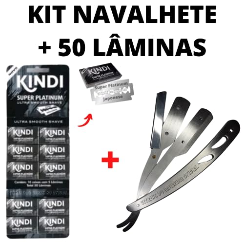 Kit Profissional Navalhete + 50 Lâminas Para Barbearia