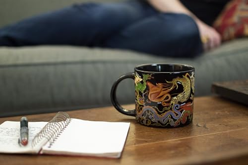 Taza de Cerámica Negra con Dragones 14 oz miniatura 3