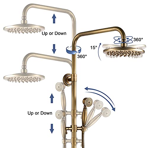 Ensemble de douche laiton réglable de 70 à 120 cm avec douchette rétro