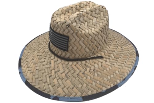 Image of Men's and Wowen's Lifeguard Straw Hat Wide Brim Beach Hat Sun Protection Outdoor Hat for Fishing Hiking