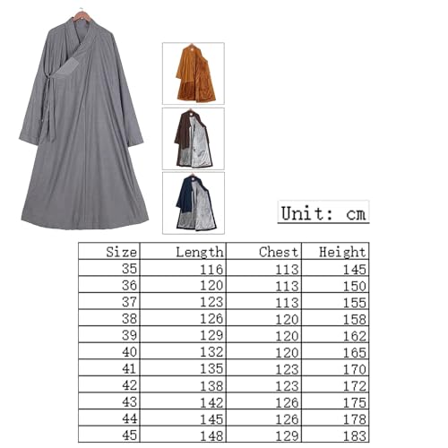 Zen Buddhist Robe Monk Meditation Kung Fu Monk Robe,Winter Thick Warm Monk Buddhist Robe Zen Robe Men and Women Long3