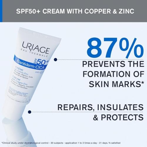Uriage Bariederm-Cica Creme LSF50 Mehrzweckcreme mit SPF50+ Sonnenschutz. Tägliche Gesichtscreme mit Kupfer-Zink - verhindert die Bildung… – Ansicht 3