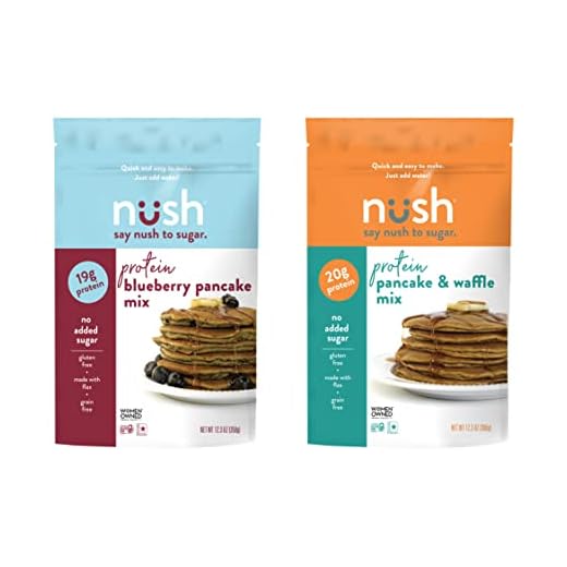 High Protein Healthy Pancake Mix by Nush Foods (Mixed) | Original and Blueberry Protein Pancake Mix – (2 Pack) - Gluten Free, Grain Free Snacks, Paleo Pancake, High Omega 3, Diabetic Friendly, Maximum Muscle Gain Pancakes, Waffle Mix