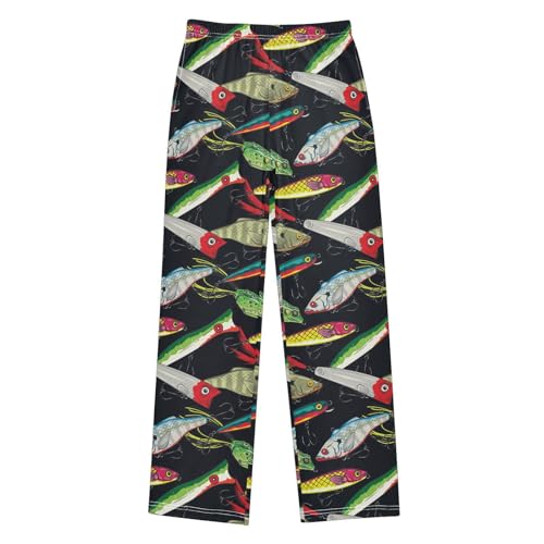 ZZXXB Funny Fish Pattern Boys Long Pants Soft Trousers Elastic Waist Kids Lounge Bottoms with Pockets S-XL