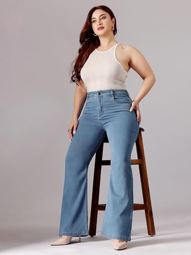 Image of Miss Chase A+ Women's Bootcut High Rise Regular Length Stretchable Denim Jeans