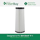 Dirt Devil F1 (F-1) Washable and Reusable Replacement Filter. Designed by FilterBuy to Replace Dirt Devil Part #'s 3JC0280000 / 3-JC0280-000 & 2JC0280000 / 2-JC0280-000.