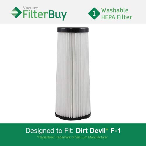 Dirt Devil F1 (F-1) Washable and Reusable Replacement Filter. Designed by FilterBuy to Replace Dirt Devil Part #'s 3JC0280000 / 3-JC0280-000 & 2JC0280000 / 2-JC0280-000.