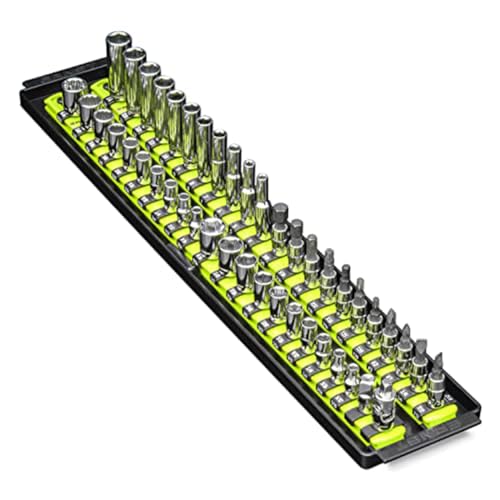 Image of Ernst Manufacturing 19-Inch Socket Boss, Premium 2-Rail, 1 /4-Inch-Drive Twist-Lock Socket Organizer, High-Visibility - Made in USA