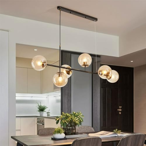 Generic LAMP1007PENDANT88-22_4 6 Light Modern Chandelier Globe Glass Hanging Pendant Lights Pendant Lamp Height Adjustable Large Pendant Lighting Ceiling E27 Ceiling Lights For Kitchen Island Bedroom Dining thumb #1