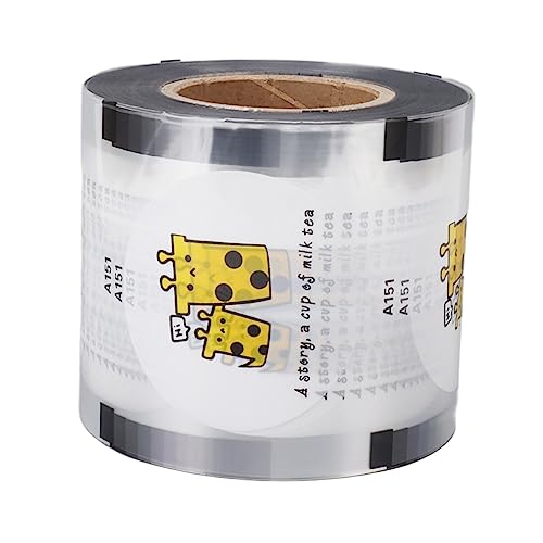 Cup Sealer Film 2000PCS Per Roll CPP Cute Giraffe Pattern Milk Tea Cup Sealing Film Safe Easy to Use for Plastic and Paper Cup 90 to 95mm