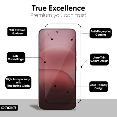 Image of POPIO Military-Grade Gorilla Tempered Glass for Nothing Phone 4A / 4A Pro | 9H Hardness, Edge-to-Edge, Bubble-Free