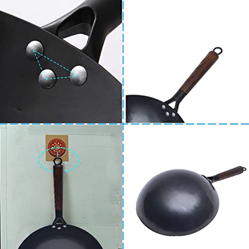 Wok de hierro forjado a mano, 30 cm miniatura 5