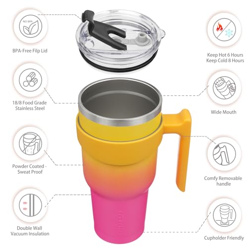 Image of BJPKPK 40 oz Tumbler with Handle & Straw, Insulated Stainless Steel Mug